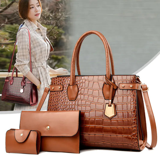 Women's One-Shoulder Handbag Three-Piece Set - Glide Goods LLC