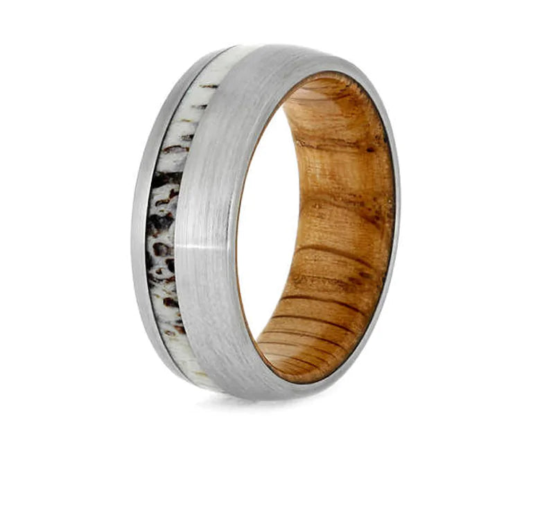 Antler and Whiskey Barrel Ring - Glide Goods LLC