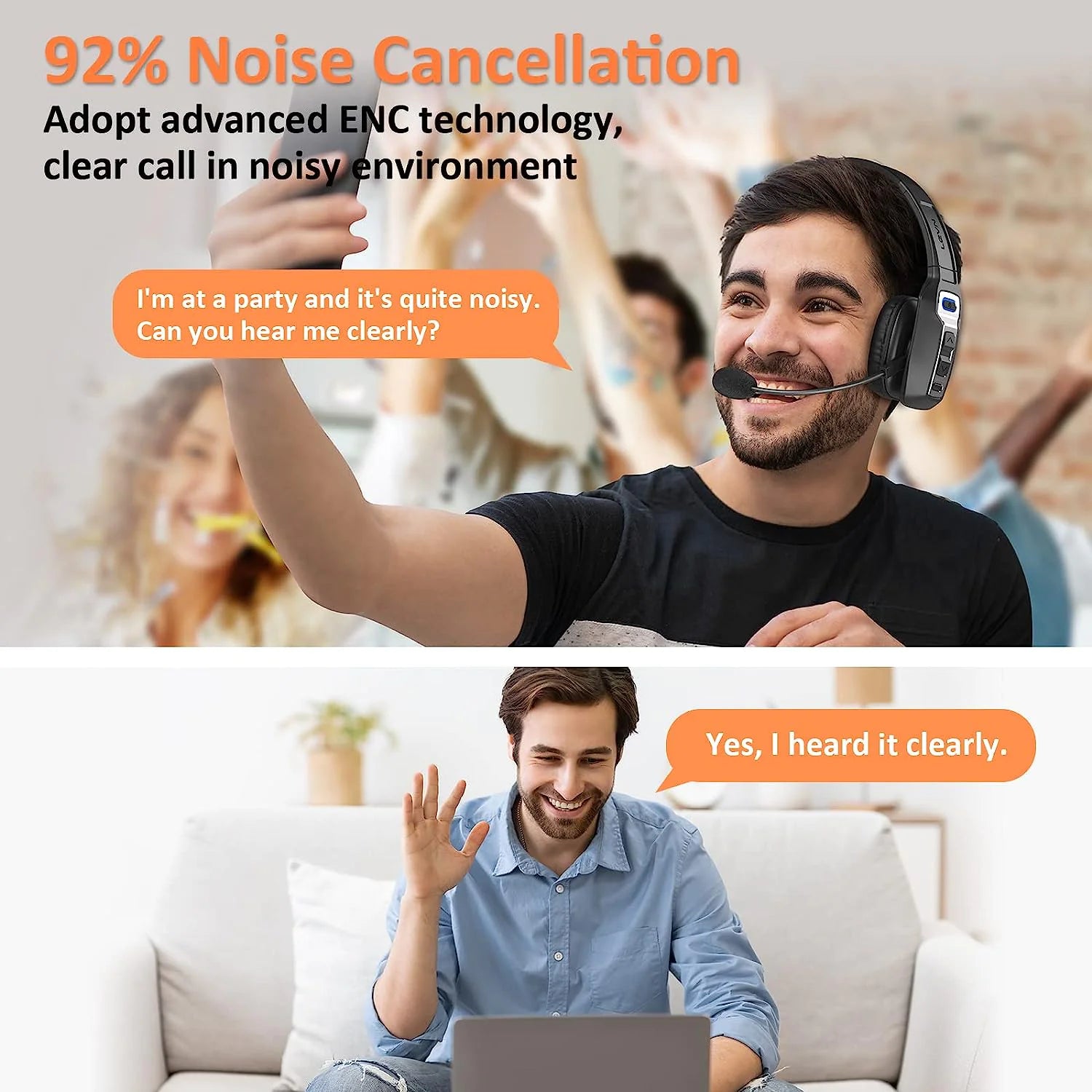 Trucker Bluetooth 5.2 Wireless Headset With Noise Cancelling Mic For Phones PC - Glide Goods LLC