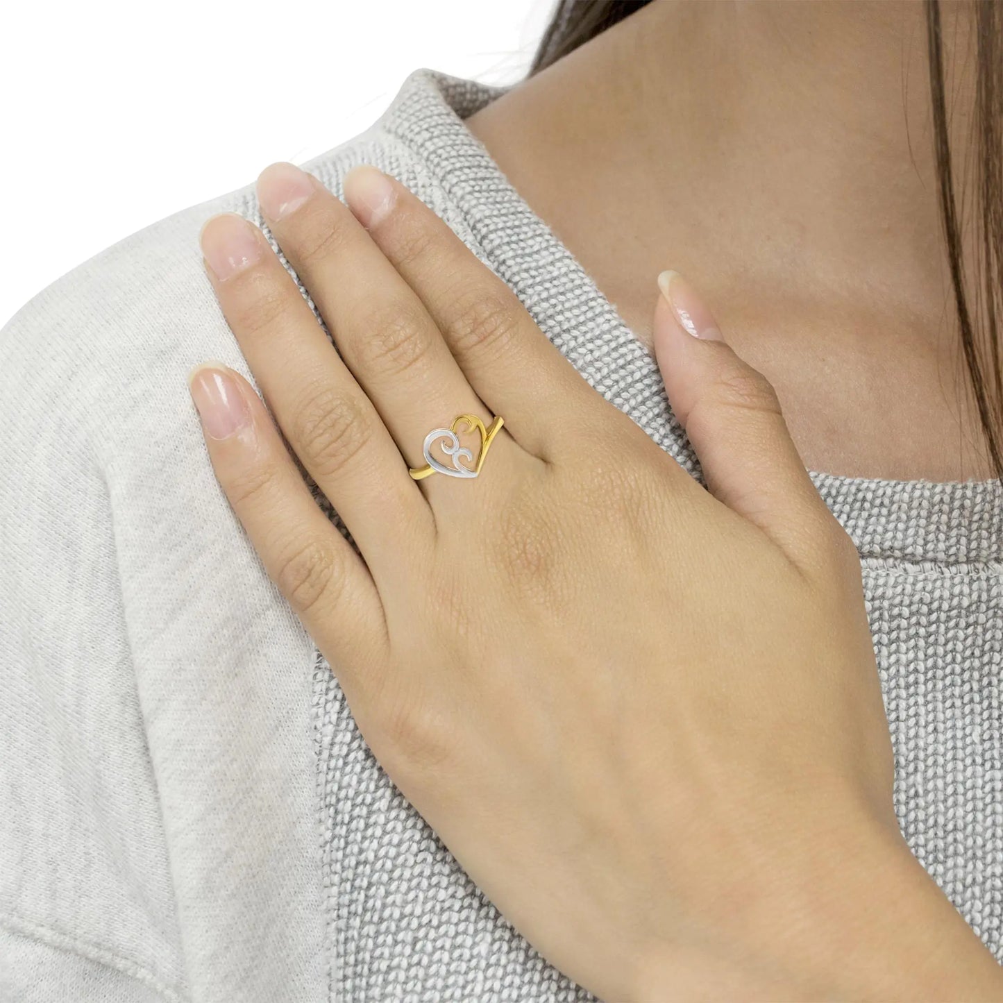 10K Two-Tone Gold Heart Ring - Glide Goods LLC