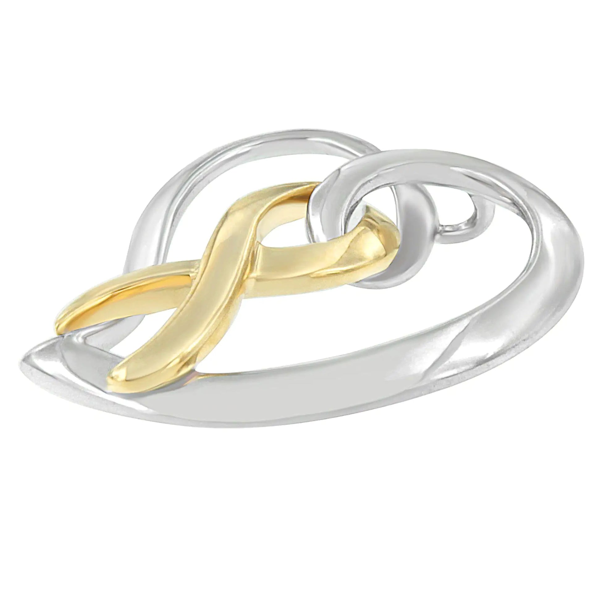 14K Gold and Silver Heart Bow Pendant Necklace - Glide Goods LLC