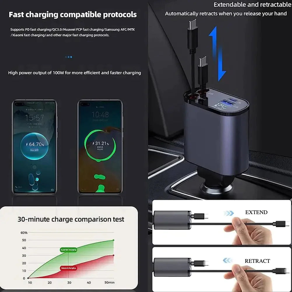 Retractable Car Charger - Glide Goods LLC