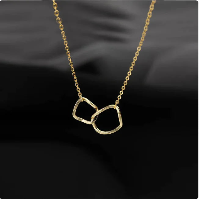 Sterling Silver and Gold Geometric Square Necklace - Glide Goods LLC