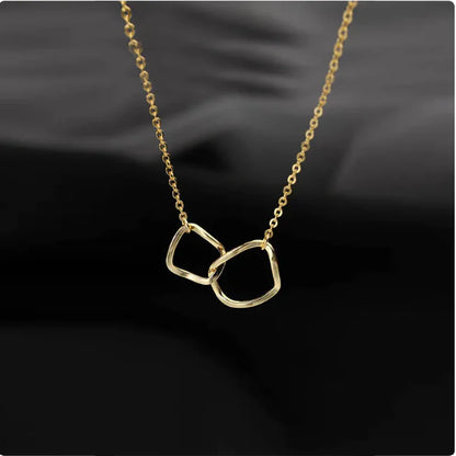 Sterling Silver and Gold Geometric Square Necklace - Glide Goods LLC