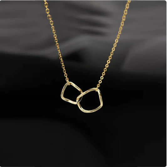 Sterling Silver and Gold Geometric Square Necklace - Glide Goods LLC
