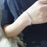 Glossy Sterling Silver 999 Bracelet with Single Ring