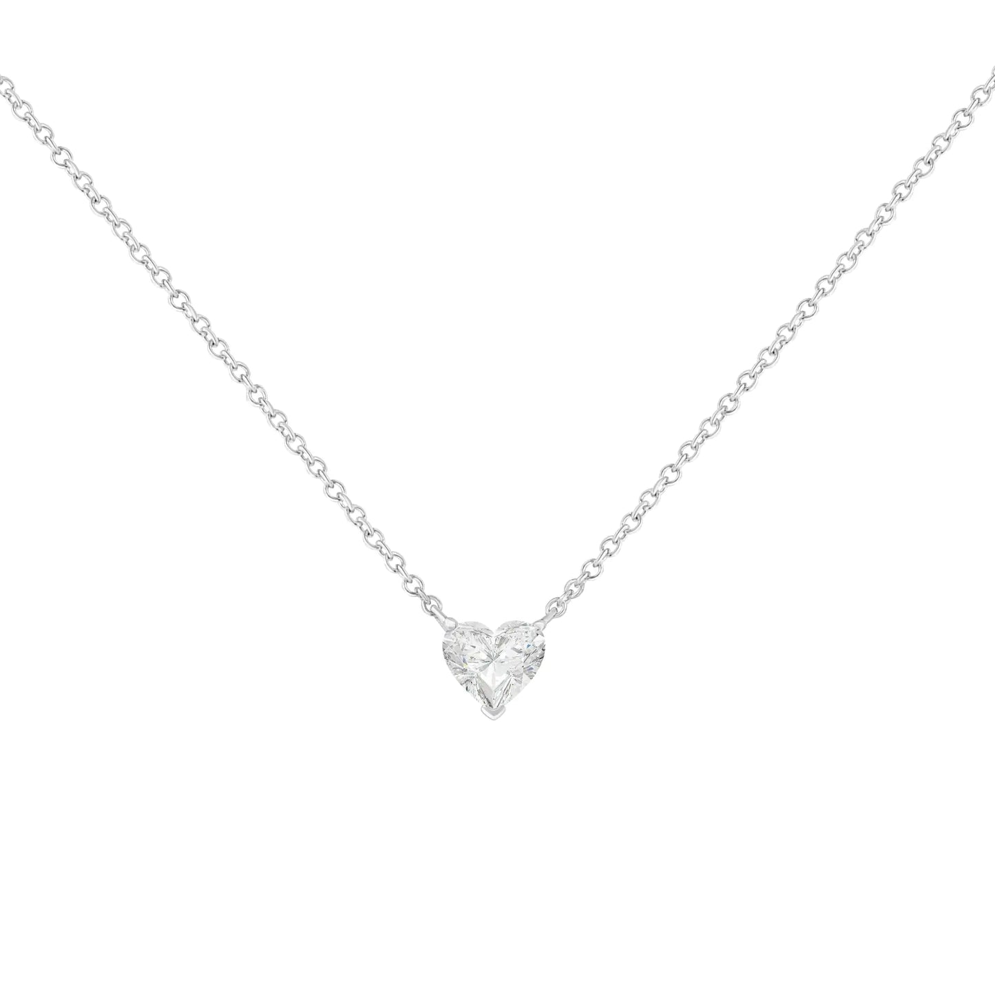14k White Gold 1/4 Cttw Lab Grown Heart Shape Diamond Solitaire 18" Pendant Necklace (E-F Color, SI1-SI2 Clarity) - Glide Goods LLC