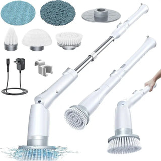 LABIGO Electric Spin Scrubber , Shower Cleaning Brush, Power Scrubber for Cleaning Bathroom Bathtub Kitchenwith 4 Replaceable Brush Heads