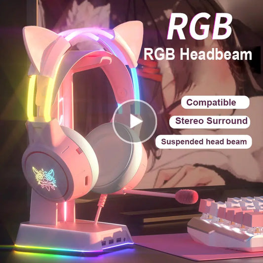 RGB Light Gamer Headset Cat Ear Gaming Headphones - Glide Goods LLC