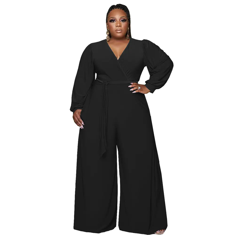 Plus Size High Waist Wide Leg Jumpsuit for Women - Glide Goods LLC