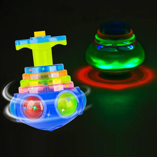 "LED Light-Up UFO Spinning Top - Fun Music Gyro Toy for Kids' Birthday Parties!"