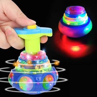 "LED Light-Up UFO Spinning Top - Fun Music Gyro Toy for Kids' Birthday Parties!"