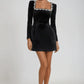 Chloe™ Elegant Summer Long Sleeve Dress with Rhinestones - Glide Goods LLC