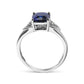 .925 Sterling Silver 9X7 mm Cushion Cut Blue Sapphire and White Diamond Step up Engagement Ring (I-J Color, I3 Clarity) - Glide Goods LLC