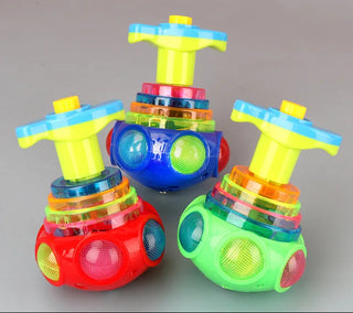 "LED Light-Up UFO Spinning Top - Fun Music Gyro Toy for Kids' Birthday Parties!"