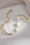 Half Pearl Half Chain Stainless Steel Bracelet - Glide Goods LLC