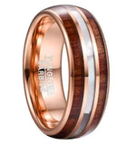 Koa Wood and Pearl Tungsten Ring - Glide Goods LLC