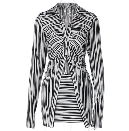 Kendra Striped Two Piece Skirt Set - Glide Goods LLC