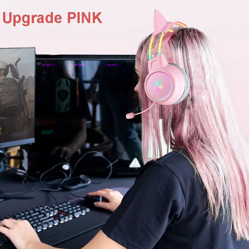 RGB Light Gamer Headset Cat Ear Gaming Headphones - Glide Goods LLC