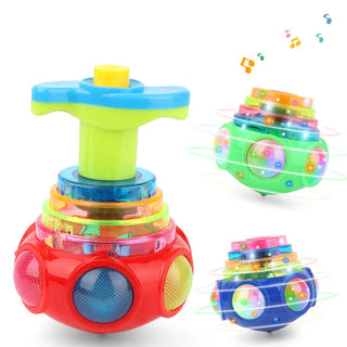 "LED Light-Up UFO Spinning Top - Fun Music Gyro Toy for Kids' Birthday Parties!"