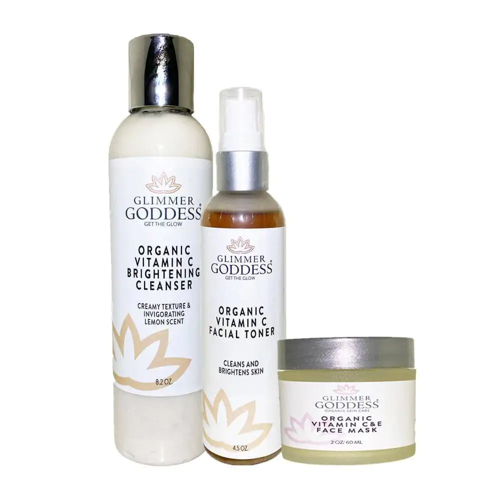 Vitamin C Brighter Skin Organic Skin Care 3 Step Cleansing Kit - Glide Goods LLC
