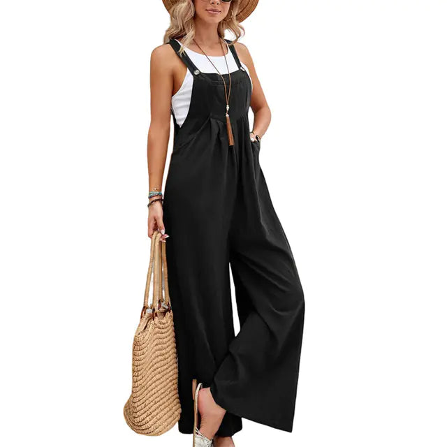2023 Summer Women’s Casual Loose Wide Leg Jumpsuit