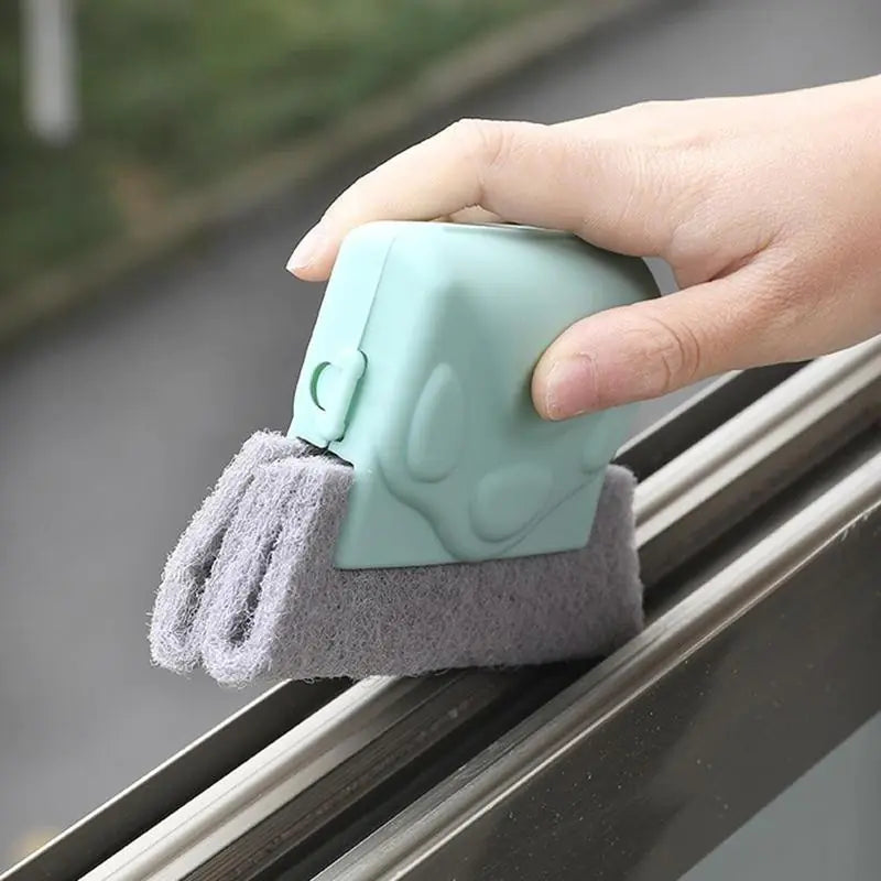 Window Groove Cleaning Tool with Brush and Cloth