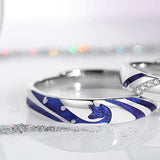 Couple Ring in Sterling Silver with Niche Enamel Design - Glide Goods LLC