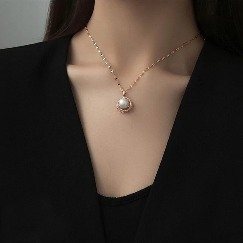 Pearl Earrings and Necklace - Glide Goods LLC