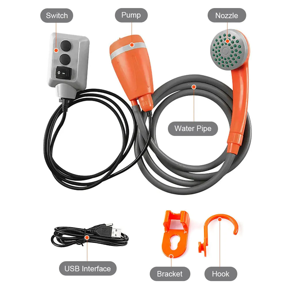 Rechargeable Outdoor Shower. - Glide Goods LLC