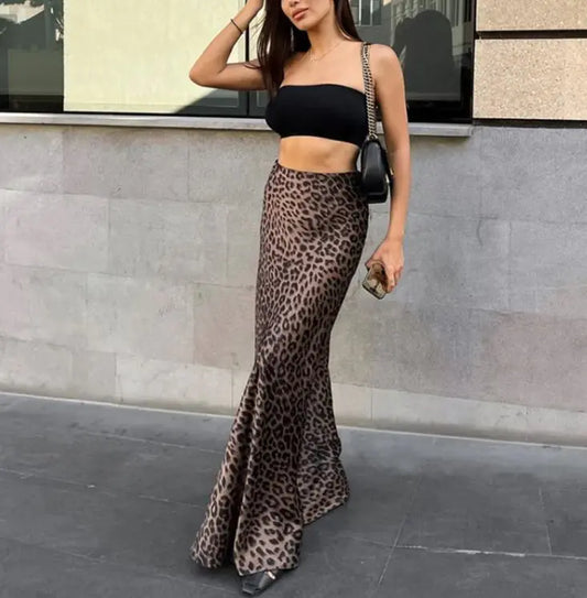 Leopard Print Dress Fashion Mermaid Skirt Womens Clothing - Glide Goods LLC