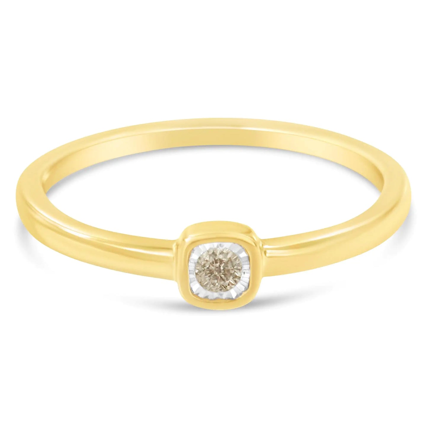 14K Yellow Gold Plated .925 Sterling Silver 1/20 Carat Diamond Square Cushion-Shaped Miracle Set Petite Fashion Promise Ring (J-K Color, I1-I2 Clarity) - Glide Goods LLC