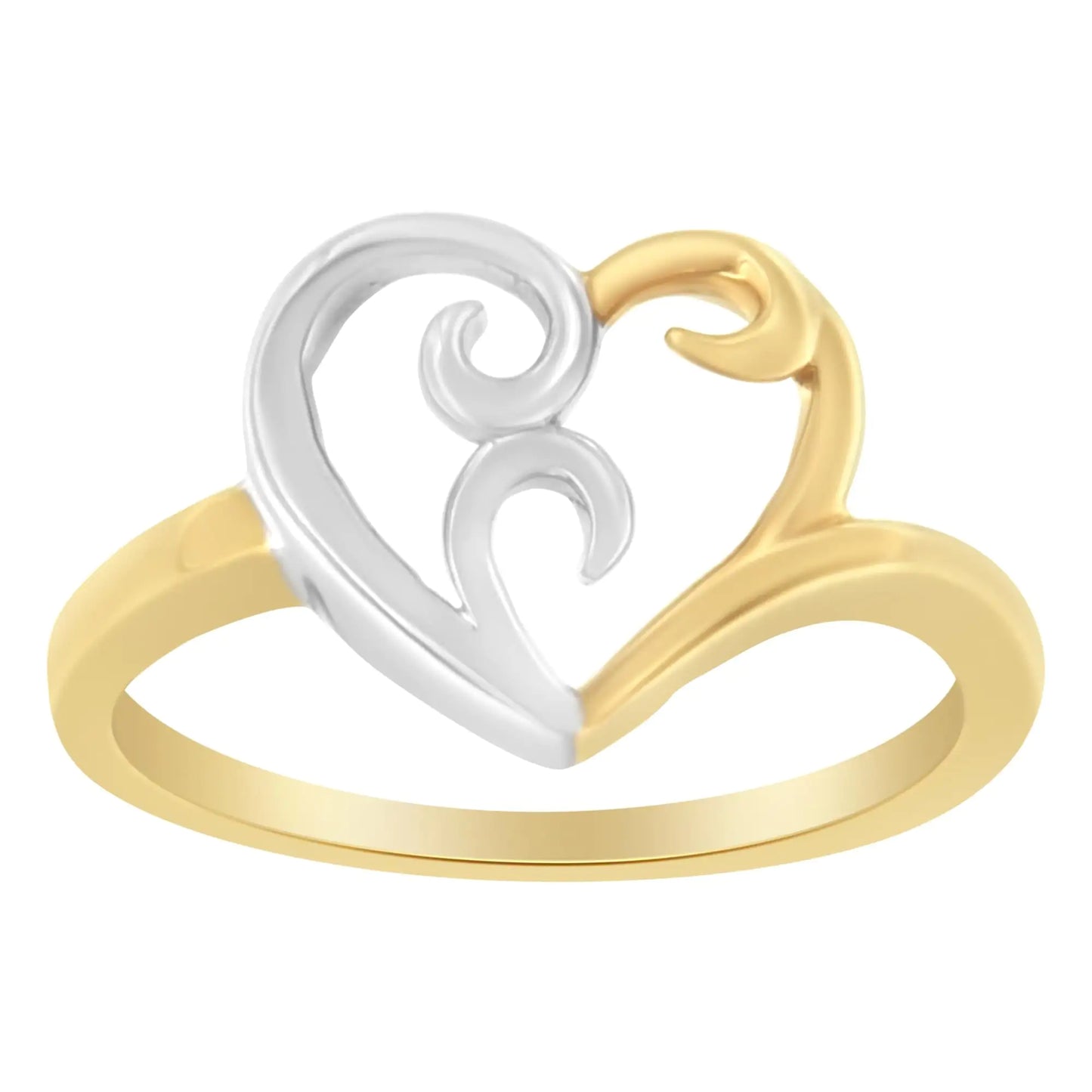 10K Two-Tone Gold Heart Ring - Glide Goods LLC