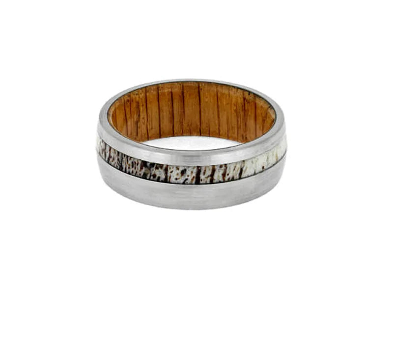 Antler and Whiskey Barrel Ring - Glide Goods LLC