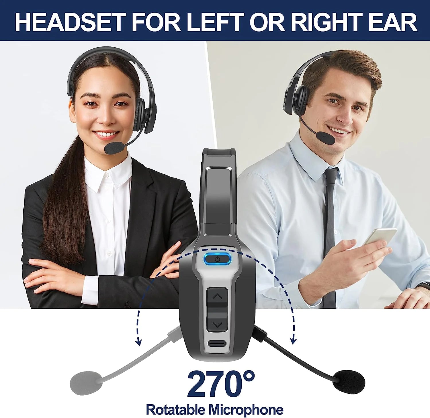 Trucker Bluetooth 5.2 Wireless Headset With Noise Cancelling Mic For Phones PC - Glide Goods LLC