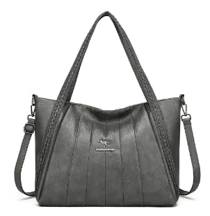 Spacious Genuine Leather Women's Bag - Black Tote (One) - Glide Goods LLC
