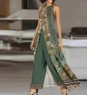 WOLFF Two-Piece Set with Floral Print Top and Pants - Glide Goods LLC