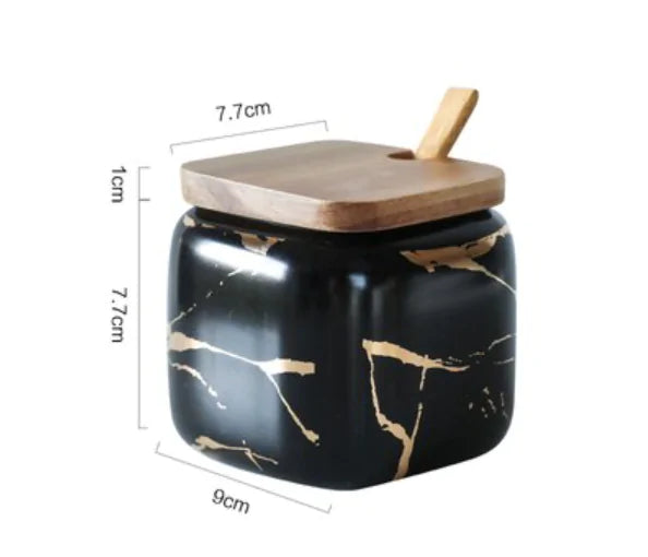 Marble Pattern Ceramic Kitchen Seasoning Tank Set