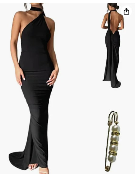 Backless Halter Sheath Dress For Women - Glide Goods LLC
