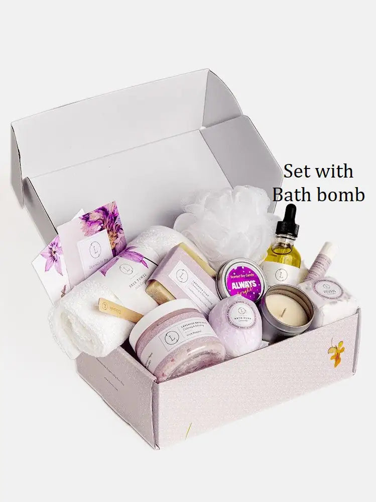 Lizush All Natural Lavender Gift Box with Bath Bomb and Shower Steamer - bath & body products - Glide Goods LLC