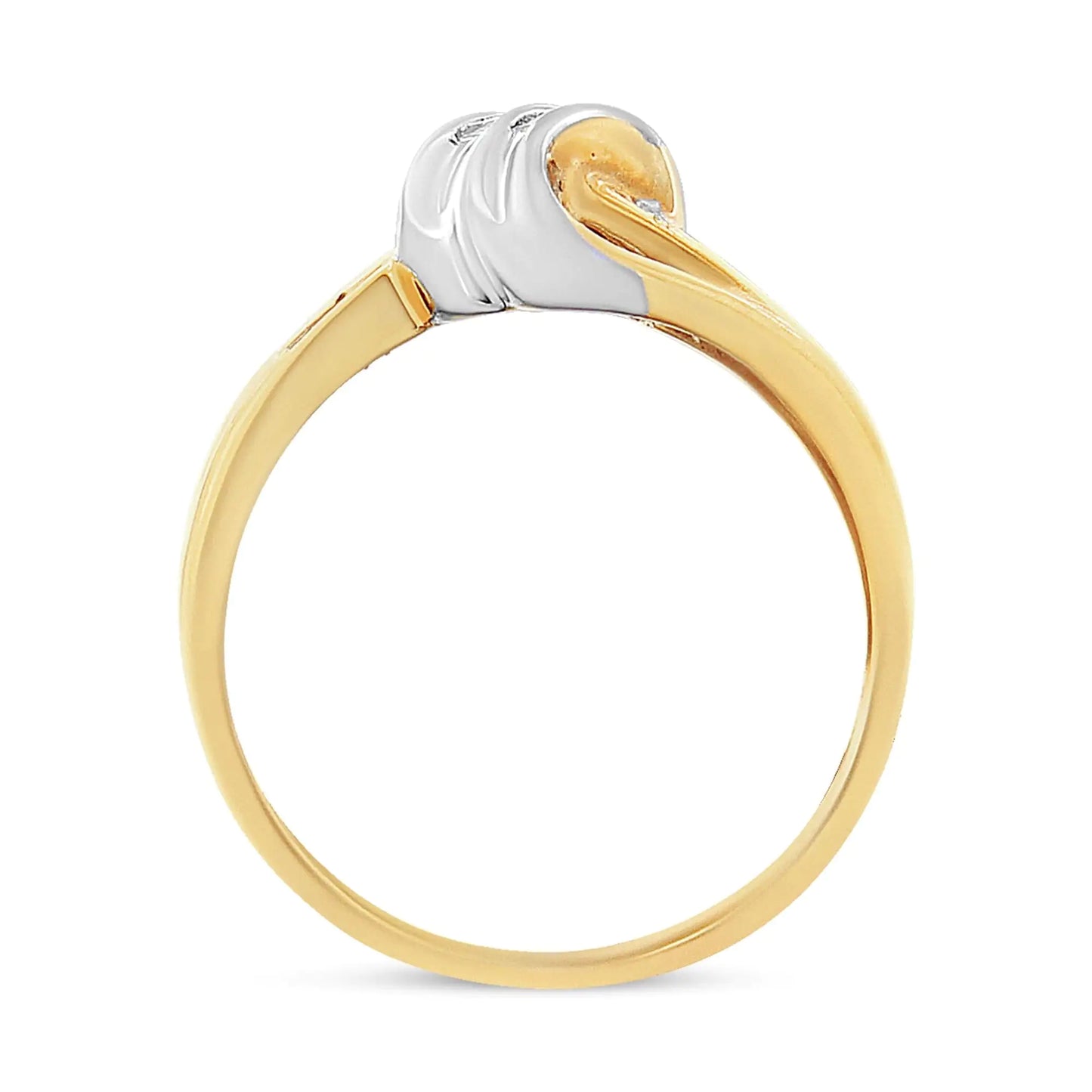 10K Yellow and White Gold 1/10 Cttw Baguette and Round-Cut Diamond Bypass Ring (I2 Color, H-I Clarity) - Glide Goods LLC