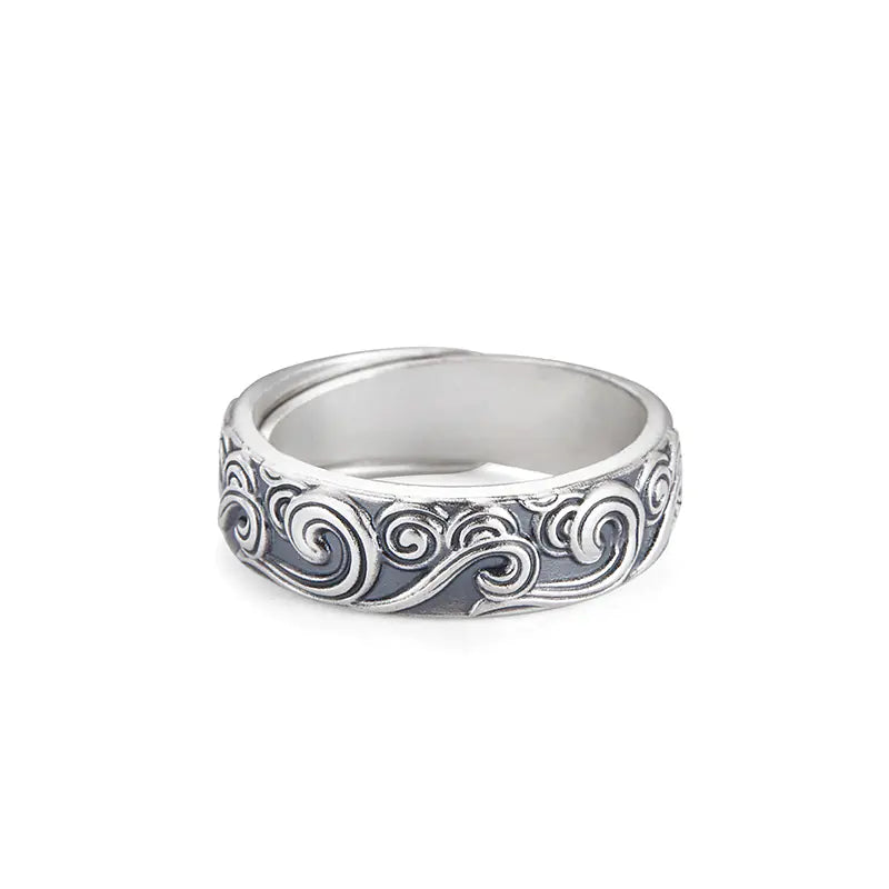 999 Sterling Silver Auspicious Cloud Solid Ring