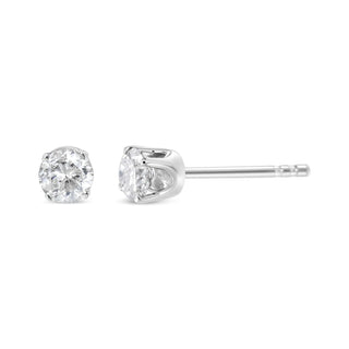 AGS Certified 14K White Gold 1.0 Cttw Solitaire Diamond Stud Earrings (E-F Color, SI2-I1 Clarity)