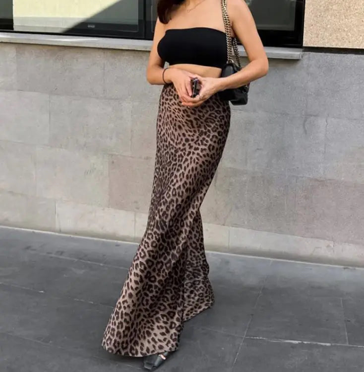 Leopard Print Dress Fashion Mermaid Skirt Womens Clothing - Glide Goods LLC