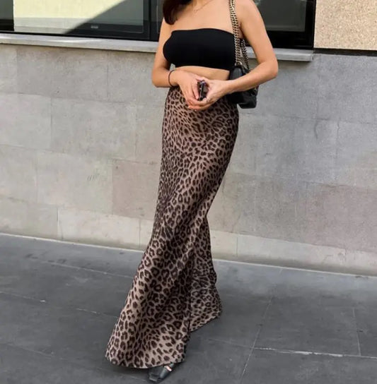 Leopard Print Dress Fashion Mermaid Skirt Womens Clothing - Glide Goods LLC