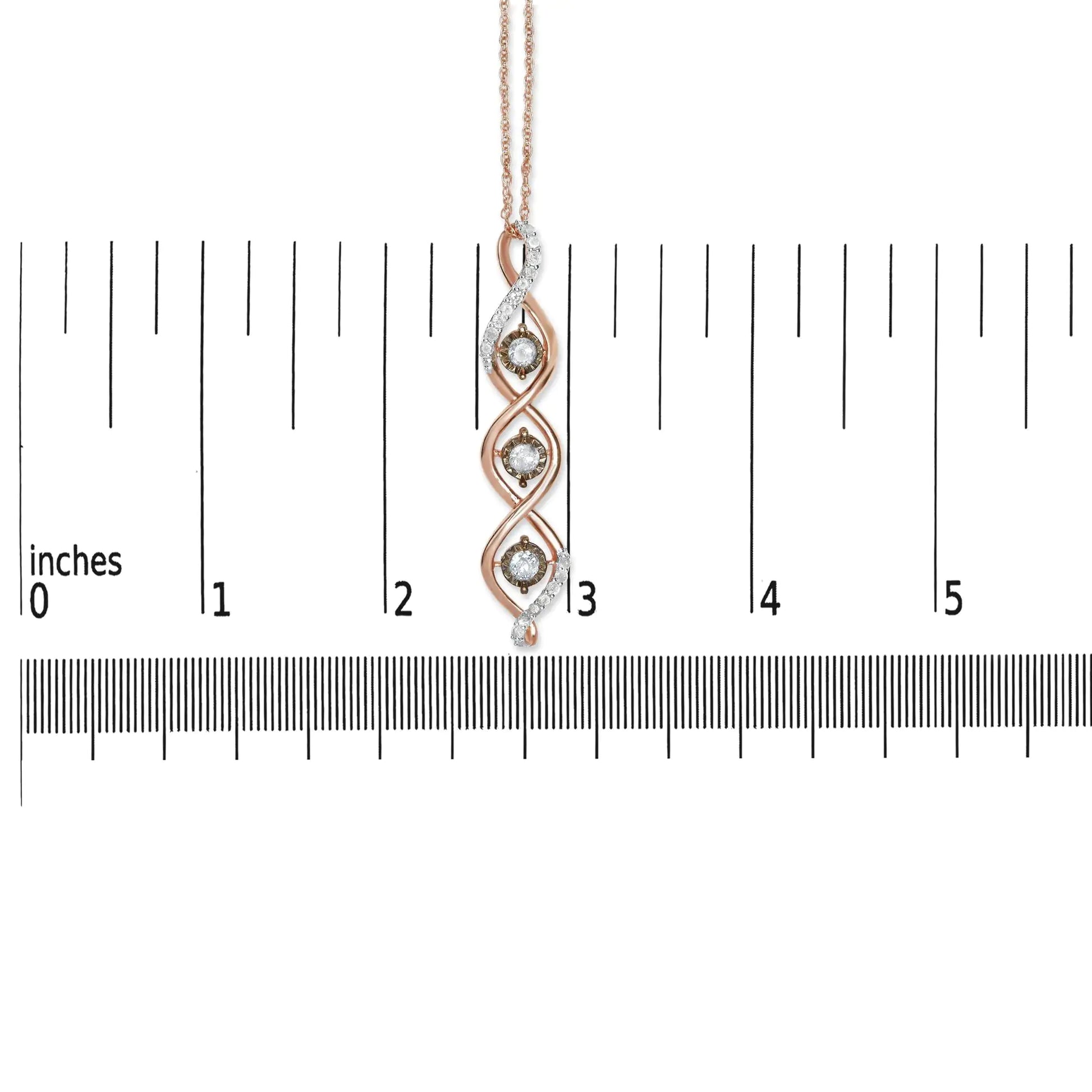 10K Two Toned Gold Plated .925 Sterling Silver 1/2 Cttw Round Diamond Twisted 18" Pendant Necklace (Champagne Color, I2-I3 Clarity) - Glide Goods LLC