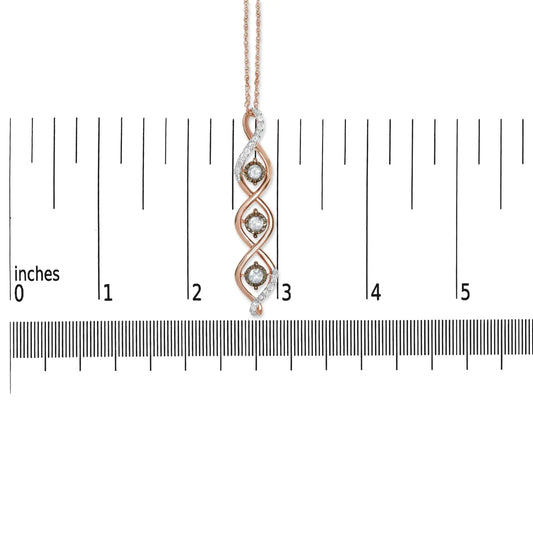 10K Two Toned Gold Plated .925 Sterling Silver 1/2 Cttw Round Diamond Twisted 18" Pendant Necklace (Champagne Color, I2-I3 Clarity) - Glide Goods LLC