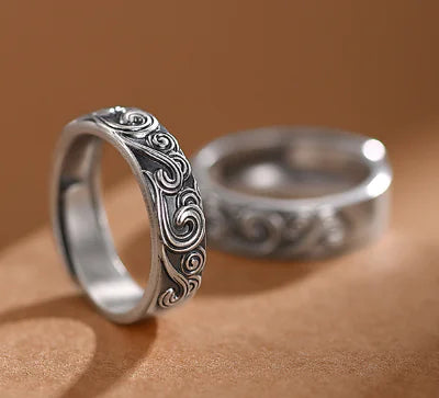 999 Sterling Silver Auspicious Cloud Solid Ring