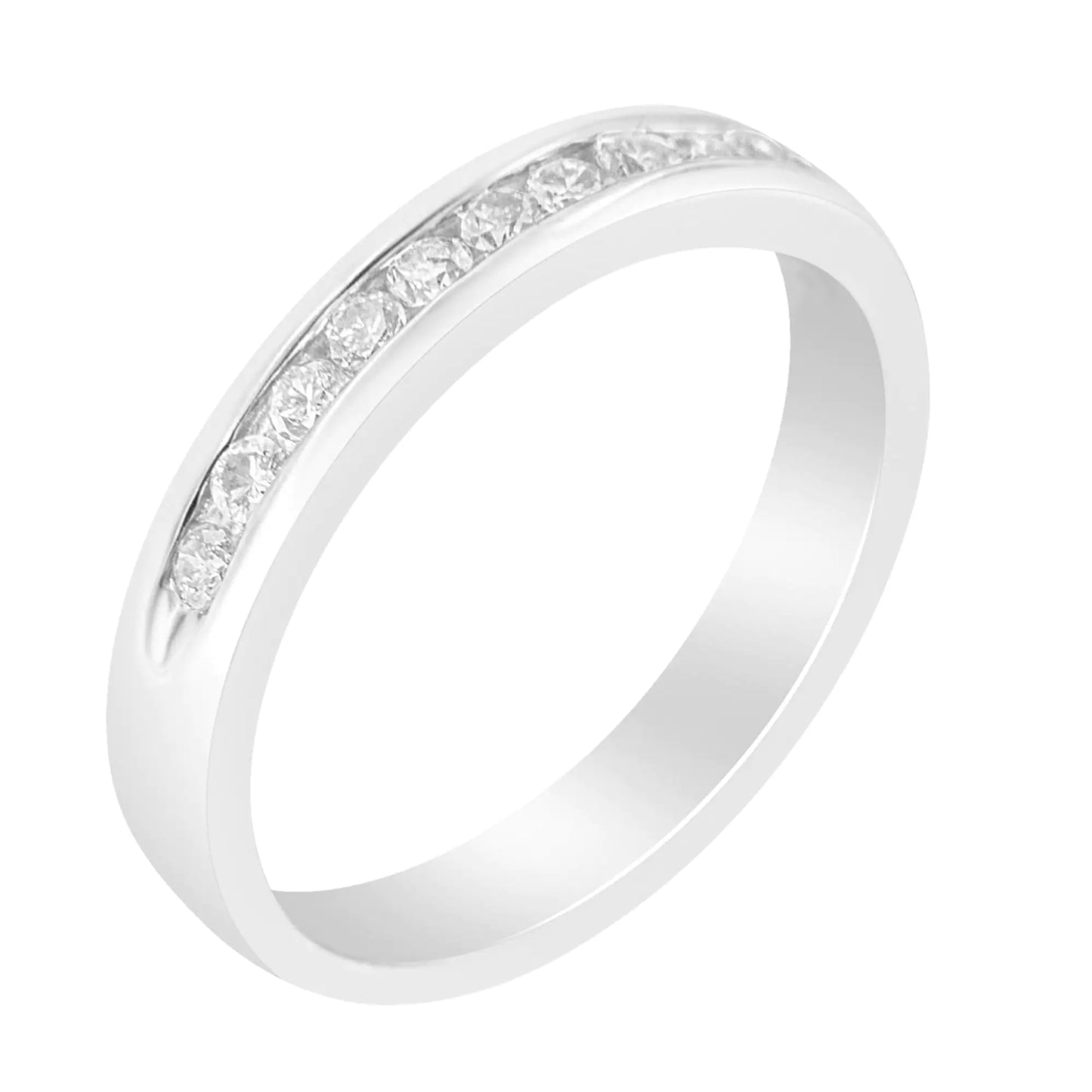 18K White Gold 1/4 Cttw Channel Set Brilliant Round-Cut Diamond Classic 11 Stone Wedding Band Ring (E-F Color, I1-I2 Clarity) - Glide Goods LLC