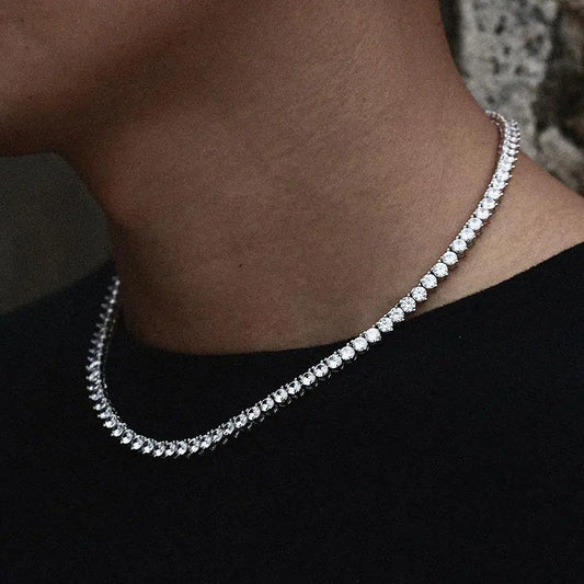 Three Prong Tennis Chain Necklace - Glide Goods LLC